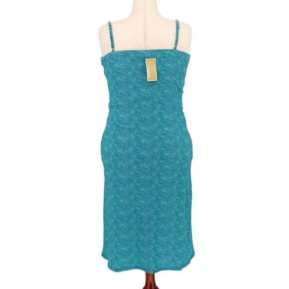 Michael Kors Women Turquoise Uroko Casual Twist Camisole Midi Dress Size L - Picture 3 of 4